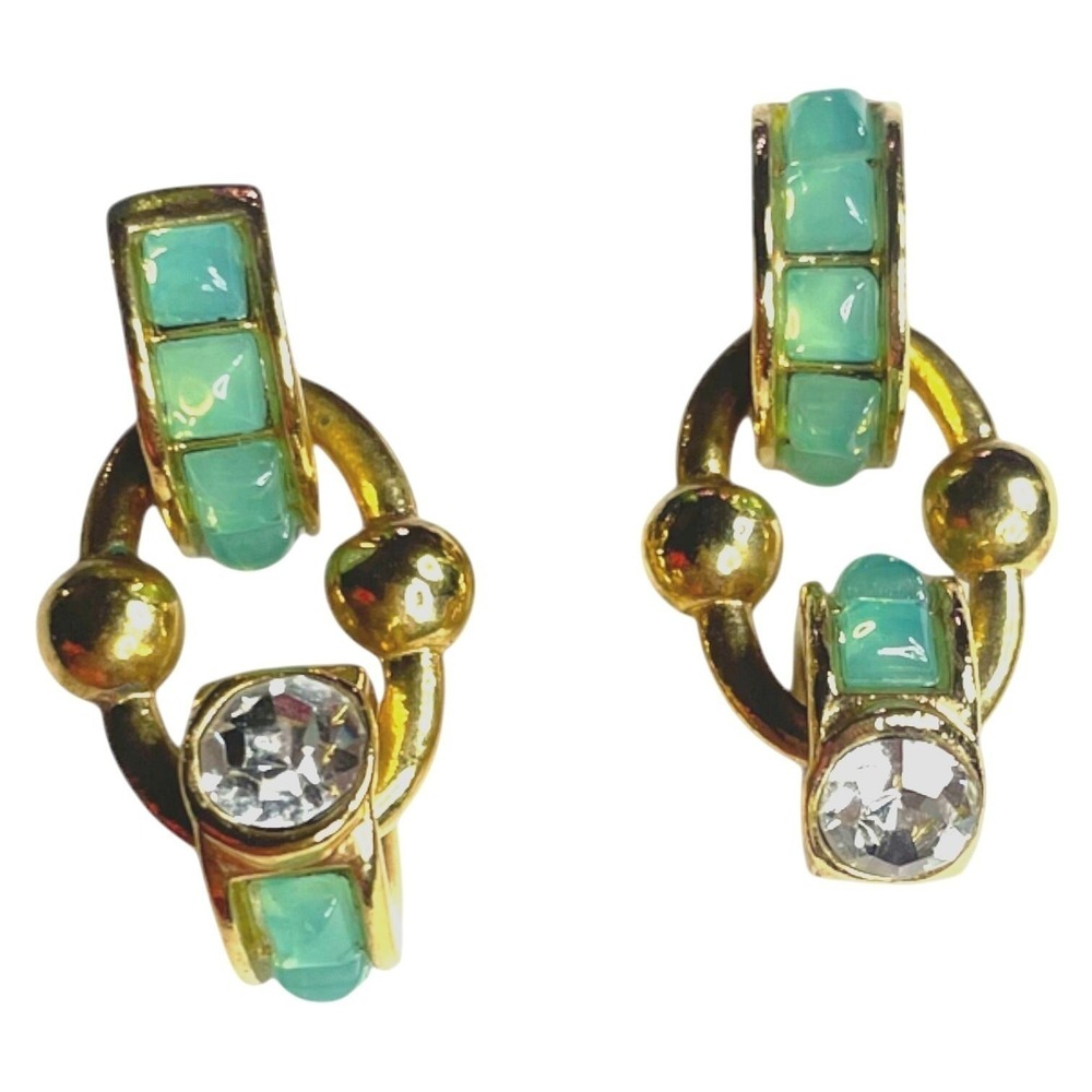 Gas Bijoux Bo Rivage Turquoise Crystal Hoop Earrings 24k Gold Plated